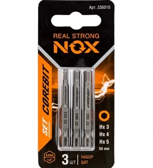 Купить Набор бит SET3 E6,3 Hex3,4,5-50, 3 шт карта NOX 336010